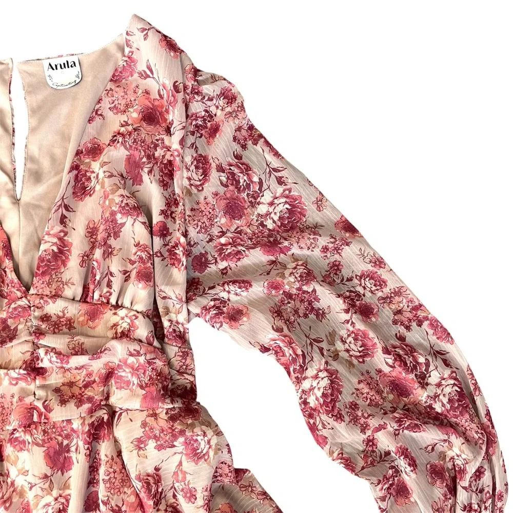 Arula Dress Size C Plus 3X Soft Girl Coquette Cottage Boho Floral Smocked Pink - Picture 5 of 10